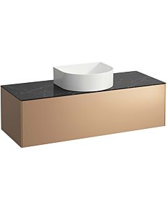 LAUFEN Sonar drawer unit / sideboard H4054210341411 117.5x34x45.5cm, cut-out in the middle, copper / Nero Marquina