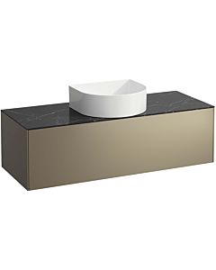 LAUFEN Sonar drawer unit / sideboard H4054210341421 117.5x34x45.5cm, cut-out in the middle, titanium / Nero Marquina