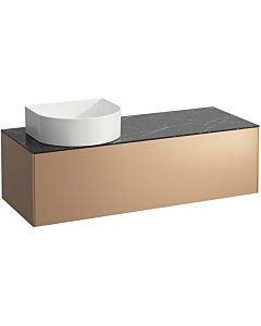 LAUFEN Sonar drawer unit / sideboard H4054220341411 117.5x34x45.5cm, cut-out on the left, copper / Nero Marquina