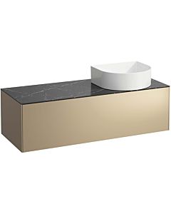 LAUFEN Sonar drawer unit / sideboard H4054230341401 117.5x34x45.5cm, cut-out on the right, gold / Nero Marquina