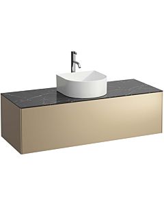 LAUFEN Sonar drawer unit / sideboard H4054250341401 117.5x34x45.5cm, cut-out in the middle, with tap hole, gold / Nero Marquina