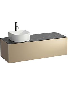 LAUFEN Sonar drawer unit / sideboard H4054260341401 117.5x34x45.5cm, cut-out on the left, with tap hole, gold / Nero Marquina
