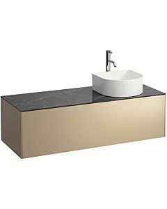 LAUFEN Sonar drawer unit / sideboard H4054270341401 117.5x34x45.5cm, cut-out on the right, with tap hole, gold / Nero Marquina