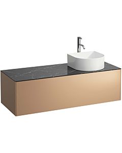 LAUFEN Sonar drawer unit / sideboard H4054270341411 117.5x34x45.5cm, cut-out on the right, with tap hole, copper / Nero Marquina