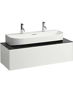 LAUFEN Sonar drawer unit / sideboard H4054610341431 117.5x34x45.5cm, cut-out in the middle, countertop washbasin, matt white / Nero Marquina