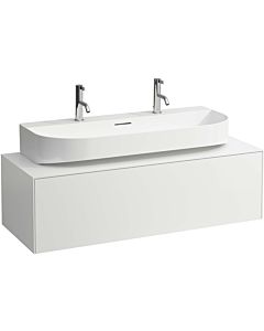 LAUFEN Sonar drawer unit / sideboard H4054610341701 117.5x34x45.5cm, cut-out in the middle, countertop washbasin, matt white