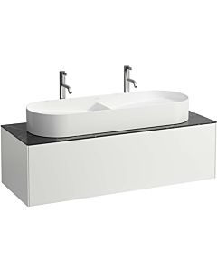 LAUFEN Sonar drawer unit / sideboard H4054710341431 117.5x34x45.5cm, cut-out in the middle, double washbasin, matt white / Nero Marquina