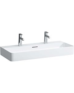 LAUFEN Val washbasin H8102874001071 with overflow, with 2 tap holes, white LCC, 95x42cm, can be built under