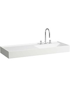 LAUFEN Kartell washbasin H8133334001111 120x46cm, shelf on the left, without overflow, 2000 tap hole, white LCC