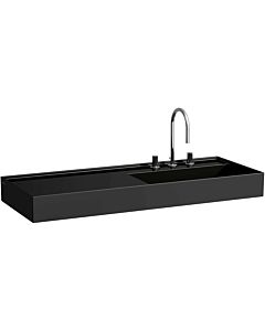 LAUFEN Kartell lavabo H8133330201121 120x46cm, étagère à gauche, sans trop-plein, sans trou pour robinet, noir brillant
