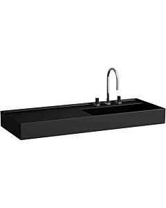 LAUFEN Kartell washbasin H8133337168151 120x46cm, shelf on the left, without overflow, 2 tap holes, matt black