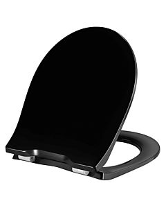 Pressalit Objecta D Pro WC seat 990111-DF7999 black polygiene, with cover, standard, fixed hinge DF7, stainless steel