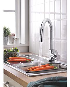 Grohe Feel kitchen faucet 31486001 chrome, high spout, with dual rinsing spray