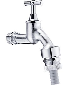 valve de sortie Schell avec poignée à genouillère 034170399 avec clapet anti-retour, aérateur de tuyau, chrome mat