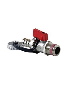 KFE ball valve Kessel filling and emptying valve 81403015 2000 /2&quot;, self-sealing, wing handle red, nickel-plated