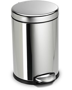 simplehuman Pedal Bin CW1851CB Polished Fingerprint Proof Stainless Steel Round 4.5L