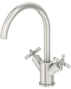 Steinberg Serie 250 two-handle basin mixer 2501500BN projection 155mm, swiveling, waste set 2000 2000 /4&quot;, brushed nickel