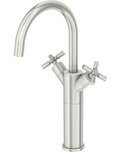 Steinberg Serie 250 two-handle basin mixer 2501550BN height 362mm, with swiveling spout, waste set, brushed nickel