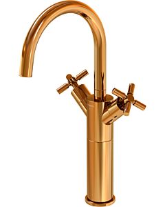 Steinberg Serie 250 two-handle basin mixer 2501550RG height 362mm, with swiveling spout, waste set, rose gold