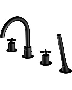 Steinberg Serie 250 4-hole bath mixer 2502400S projection 192mm, with diverter, pull-out hand shower, matt black