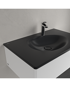 Villeroy & Boch Antao vanity washbasin 800x500mm square 4A7584R7 1HL. with reduced ÜL. Pure Black cplus