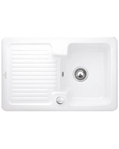 Villeroy & Boch Condor sink 674502RW with waste set and eccentric actuation, stone white