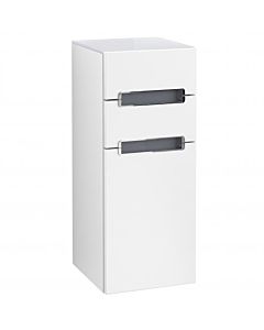 Villeroy und Boch Subway 2.0 side cabinet A7120SMS 35.6x85.7cm, left, matt silver handle, white, matt white