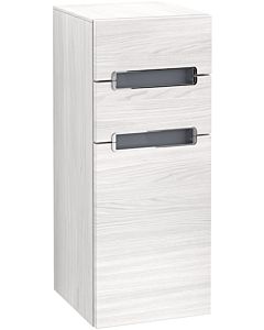 Villeroy und Boch Subway 2.0 side cabinet A7121RE8 35.6x85.7cm, left, chrome handle, silver-grey, white wood