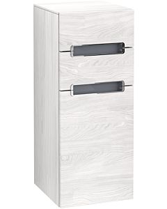 Villeroy und Boch Subway 2.0 side cabinet A7131RE8 35.6x85.7cm, right, chrome handle, silver-grey, white wood