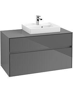 Villeroy & Boch Collaro Waschtischunterschrank C01500FP 100x54,8x50cm, Waschtisch rechts, Glossy Grey
