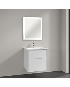 Villeroy & Boch Finero Badmöbel Set 60 cm, Glossy White Waschtisch mit Waschtischunterschrank und Spiegel