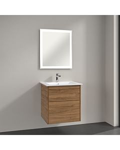 Villeroy & Boch Finero Badmöbel Set 60 cm Kansas Oak Waschtisch mit Waschtischunterschrank und Spiegel