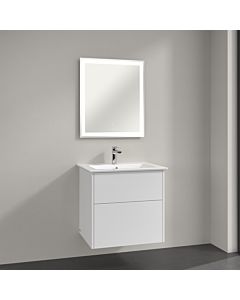 Villeroy & Boch Finero Badmöbel Set 65 cm Glossy White Waschtisch mit Waschtischunterschrank und Spiegel