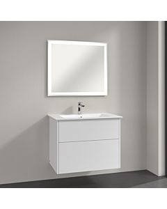 Villeroy & Boch Finero Badmöbel Set 80 cm Glossy White Waschtisch mit Waschtischunterschrank und Spiegel