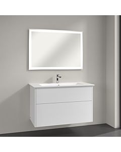 Villeroy & Boch Finero Badmöbel Set 100 cm Glossy White Waschtisch mit Waschtischunterschrank und Spiegel
