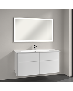 Villeroy & Boch Finero Badmöbel Set 120 cm Glossy White Waschtisch mit Waschtischunterschrank und Spiegel