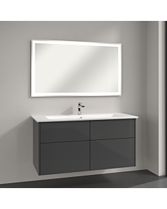 Villeroy & Boch Finero Badmöbel Set 120 cm Glossy Grey Waschtisch mit Waschtischunterschrank und Spiegel