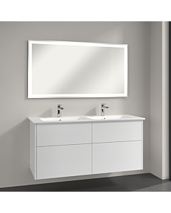 Villeroy & Boch Finero Badmöbel Set 130 cm Glossy White Waschtisch mit Waschtischunterschrank und Spiegel