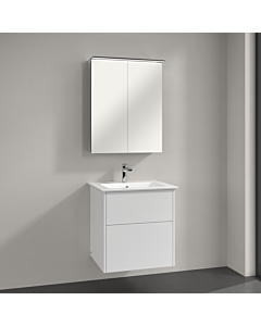 Villeroy & Boch Finero Badmöbel Set 60 cm, Glossy White Waschtisch mit Waschtischunterschrank und Spiegelschrank
