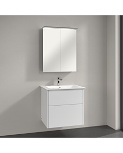 Villeroy & Boch Finero Badmöbel Set 65 cm, Glossy White Waschtisch mit Waschtischunterschrank und Spiegelschrank