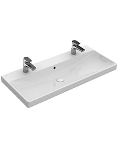 Villeroy und Boch Avento furniture washbasin 4156A4RW 100 x 47 cm, 2 tap holes, with overflow, stone white C-plus
