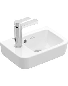 Villeroy und Boch O.novo lave-mains 434236R1 36x25cm, carré, vasque à droite, avec trou pour robinetterie, avec trop-plein, blanc C-plus