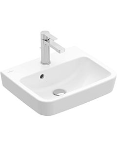 Villeroy und Boch O.novo Einbau-/Aufsatz Handwaschbecken 43444G01 45x37cm, eckig, mit Hahnloch, mit Überlauf, weiß