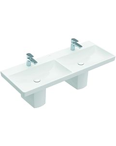 Villeroy und Boch Avento lavabo double vasque 4A23CKR1 120 x 47 cm, carré, 2 x trou pour robinetterie, avec trop-plein, blanc C-plus