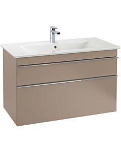 Villeroy und Boch Venticello vanity unit A92601FP 95.3 x 59 x 50.2 cm, basin in the middle, handle chrome, Glossy Grey