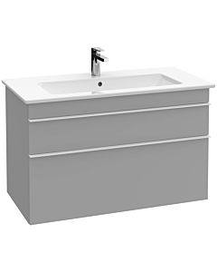 Villeroy und Boch Venticello vanity unit A92605FP 95.3 x 59 x 50.2 cm, basin in the middle, handle copper, Glossy Grey