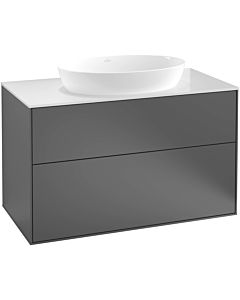 Villeroy und Boch Finion Waschtischunterschrank FA0200GF 100x60,3cm, Abdeckplatte black matt, Glossy white lacquer