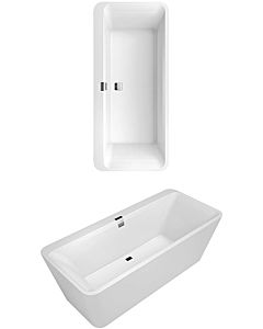 Villeroy und Boch Squaro Edge 12 rectangular bathtub Duo UBQ180SQE9T2VRW 180 x 80 cm, stone white, with Multiplex Trio , chrome-plated