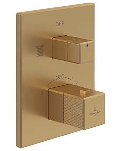 Villeroy und Boch Mettlach Fertigmontageset TVS12600300076 Unterputz-Thermostat mit Zweiwege-Mengenregulierung, brushed gold