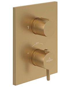 Villeroy und Boch Conum Fertigmontageset TVS12700100076 Unterputz-Thermostat mit Einwege-Mengenregulierung, Wandmontage, brushed gold